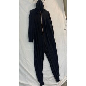 Savage X Fenty Jumpsuit Womens 1X Black Glitter Hooded‎ Zip One Piece Lounge
